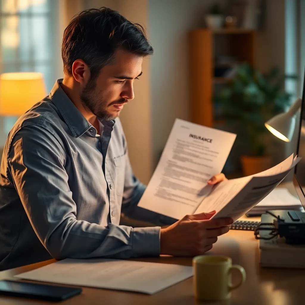 A person reviewing paperwork at a desk, representing the process of navigating insurance and funding for addiction treatment