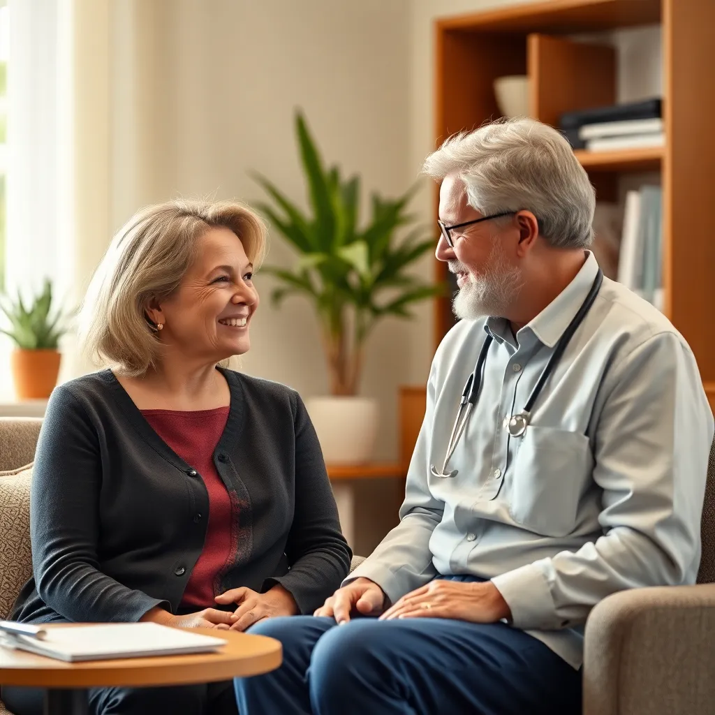 Counselor and patient in a supportive conversation